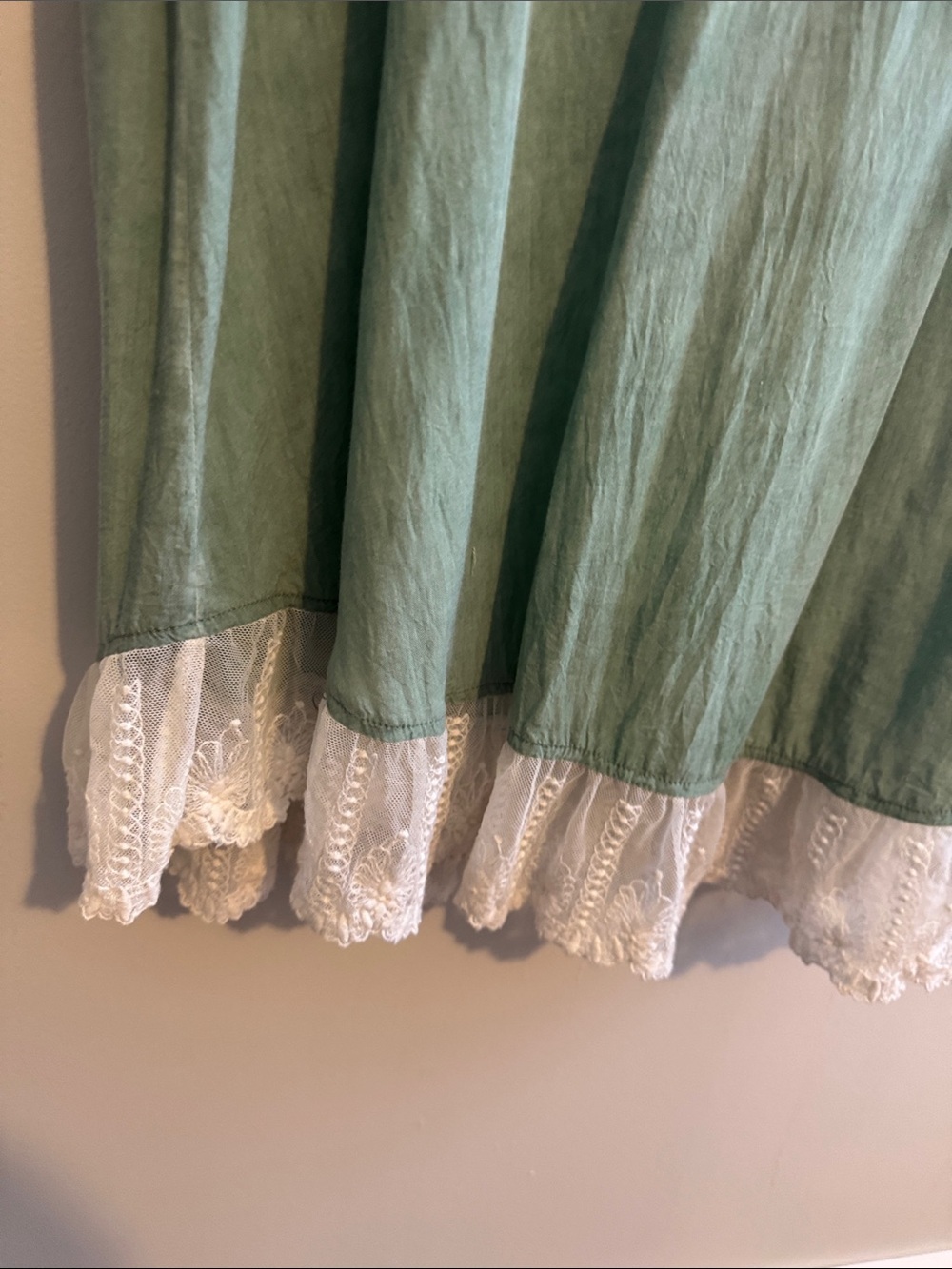 Umgee Sage Green V-Neck Tunic with Lace Trim - Picture 6 of 10